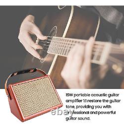 15W Portable Acoustic Guitar Amplifier Amp BT Speaker with Microphone Input H4Y5