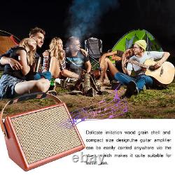 15W Portable Acoustic Guitar Amplifier Amp BT Speaker with Microphone Input H4Y5