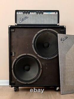 1973 Fender Bassman 50 Vintage Silverface Tube Amp with 2x15 Speaker Cabinet