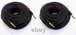 2 x 100Ft 1/4 6.3mm Stereo TRS Male Guitar Amplifier Speaker PA Instrument Cable