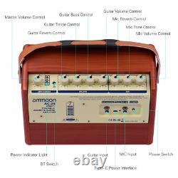 25W Portable Acoustic Guitar Amplifier Rechargeable Amp Wireless BT Speaker