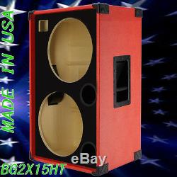 2X15 with Tweeter Empty Bass Guitar Speaker Cabinet Fire Red Tolex BG2X15HTFFRBf