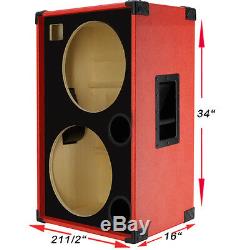 2X15 with Tweeter Empty Bass Guitar Speaker Cabinet Fire Red Tolex BG2X15HTFFRBf