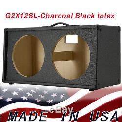 2x12 Guitar Speaker Empty Cabinet Charcoal Black Tolex slanted front shape