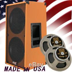 2x12 Vertical Guitar Speaker Cabinet Orange Tolex WithCelestion Vintage 30 Spkrs
