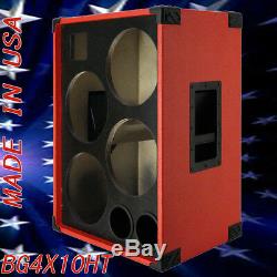 4X10 with Tweeter Bass Guitar Speaker Empty Cabinet Fire Red Tolex BG4X10HTFR