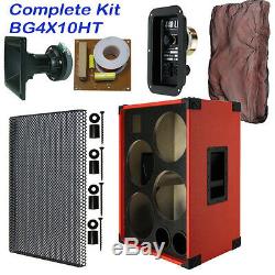 4X10 with Tweeter Bass Guitar Speaker Empty Cabinet Fire Red Tolex BG4X10HTFR