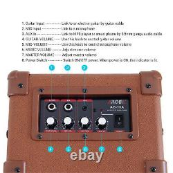 AROMA 10W Brown Amplifier Speaker Box AG-10A Handy Portable Acoustic Guitar AMP