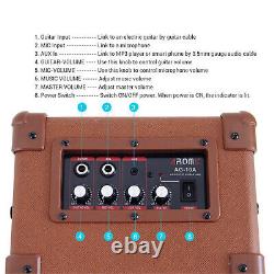 AROMA 10W Wood Amplifier Speaker Box AG-10A Handy Portable Acoustic Guitar AMP