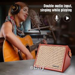Ammoon 15W Portable Acoustic Guitar Amplifier Rechargeable Amp BT Speaker P2H7