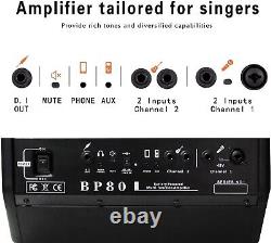 Battery Powered Acoustic Guitar Amplifier- Portable Bluetooth Speaker 100W, 6