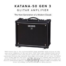 Boss Katana Gen 3 50W 1x12 Inch Combo Guitar Amplifier Bundle (Black)