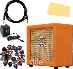 Crush Mini Guitar Combo Amplifier Bundle with Power Supply, Instrument Cable, 24