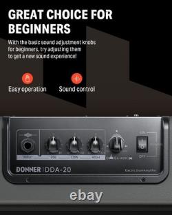 Donner DDA-20 20W Electric Drum Amplifier 2 Channel Electric Guitar Amp Gray