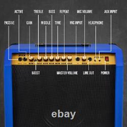 LyxPro 60W Electric Guitar Amp, Guitar Amplifier WithBuilt-In Speaker, Blue