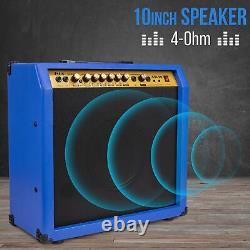 LyxPro 60W Electric Guitar Amp, Guitar Amplifier WithBuilt-In Speaker, Blue