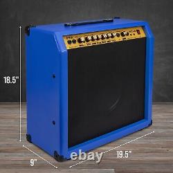 LyxPro 60W Electric Guitar Amp, Guitar Amplifier WithBuilt-In Speaker, Blue