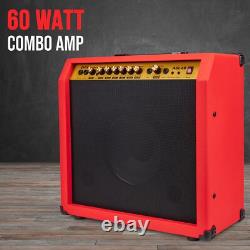 LyxPro 60W Electric Guitar Amp, Guitar Amplifier WithBuilt-In Speaker Red