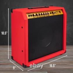 LyxPro 60W Electric Guitar Amp, Guitar Amplifier WithBuilt-In Speaker Red