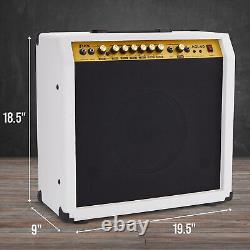 LyxPro 60W Electric Guitar Amp, Guitar Amplifier WithBuilt-In Speaker White