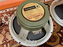 Matched Pair Vintage 1973 Celestion G12H 30w T1969 12 Greenback Speakers 12ohms
