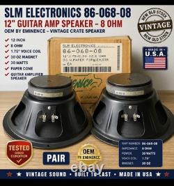 Pair SLM Electronics 86-068-08 12 8 Ohm Guitar Speakers Eminence OEM NOS Pair SLM Electronics 86-068-08 12 8 Ohm Guitar Speakers Eminence OEM NOS