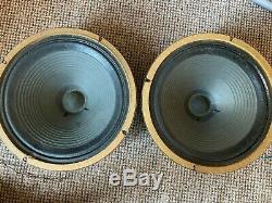 Pair of 1971 Celestion G12M Speakers Pulsonic 102 003 cones / Pre-Rola / Trans