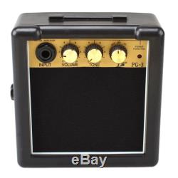 Portable Mini Electric Guitar Amplifier Speaker Speakers Amp 3W Black + Gold