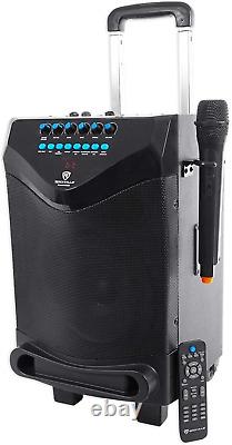 Portable Rechargeable PA Speaker W Bluetooth + Wireless Mic, 8 Rock