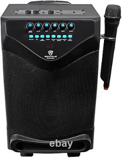 Portable Rechargeable PA Speaker W Bluetooth + Wireless Mic, 8 Rock