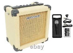 Rockville G-CHARGE 20 BEIGE Rechargeable Guitar Amplifier withReverb+Microphone