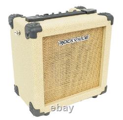 Rockville G-CHARGE 20 BEIGE Rechargeable Guitar Amplifier withReverb+Microphone