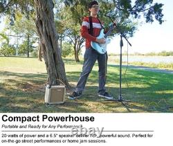 Rockville G-CHARGE 20 BEIGE Rechargeable Guitar Amplifier withReverb+Microphone