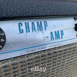 1969 Fender Champ Amp 100% Orig En 1x15 1970 Musicmaster Basse Cabine Avec 15 Président