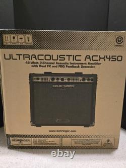 AMPLIFICATEUR INSTRUMENT ACOUTIQUE BEHRINGER ULTRACOUSTIC ACX450 45W 2 CANAUX N'AYANT JAMAIS ÉTÉ UTILISÉ