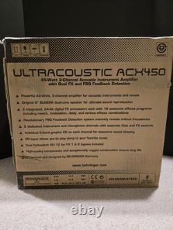 AMPLIFICATEUR INSTRUMENT ACOUTIQUE BEHRINGER ULTRACOUSTIC ACX450 45W 2 CANAUX N'AYANT JAMAIS ÉTÉ UTILISÉ