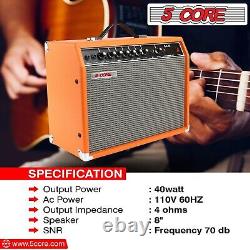 Ampli de guitare électrique 5Core 40W, amplificateur de guitare avec haut-parleur intégré