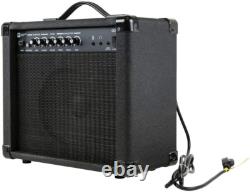 Amplificateur combo pour guitare noir 20 W avec entrée auxiliaire et sortie casque, haut-parleur 1x8 pouces