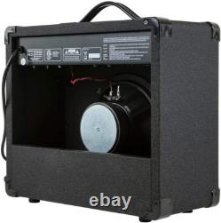 Amplificateur combo pour guitare noir 20 W avec entrée auxiliaire et sortie casque, haut-parleur 1x8 pouces
