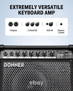 Amplificateur de clavier piano Donner DKA-20 20W pour guitare électrique et batterie 2 canaux