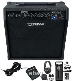 Amplificateur de guitare Rockville G-AMP 30 Watts avec Bluetooth + pédale + micro + écouteurs