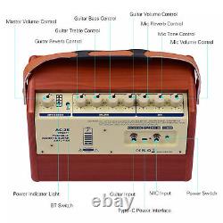 Amplificateur de guitare acoustique AC-25 25W, amplificateur rechargeable, enceinte Bluetooth sans fil
