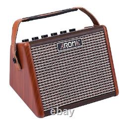 Amplificateur de guitare acoustique portable AROMA AG-15A de 15W avec enceinte BT rechargeable