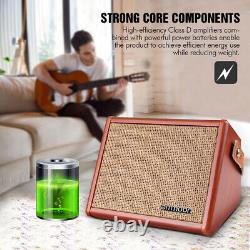 Amplificateur de guitare acoustique portable Ammoon 15W avec haut-parleur BT rechargeable W2V5