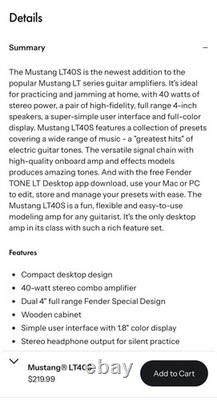 Amplificateur de guitare combo Fender Mustang LT40S 40W 2x4 Noir avec pédale de commande