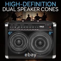 Amplificateur de guitare électrique 40 W portable à double haut-parleur avec délai numérique et égaliseur PyleUsa