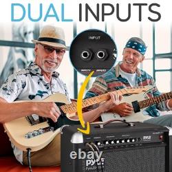 Amplificateur de guitare électrique 40 W portable à double haut-parleur avec délai numérique et égaliseur PyleUsa