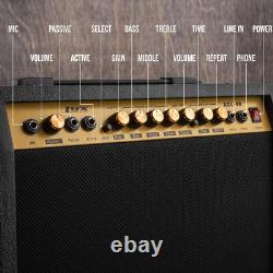 Amplificateur de guitare électrique LyxPro 40W, amplificateur de guitare avec haut-parleur intégré noir