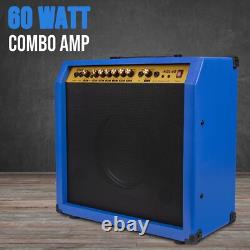 Amplificateur de guitare électrique LyxPro 60W, amplificateur de guitare avec haut-parleur intégré, bleu