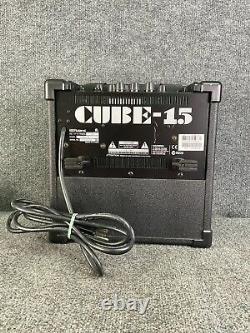 Amplificateur de guitare électrique combo Roland Cube-15, deux canaux, 4 modes de saturation